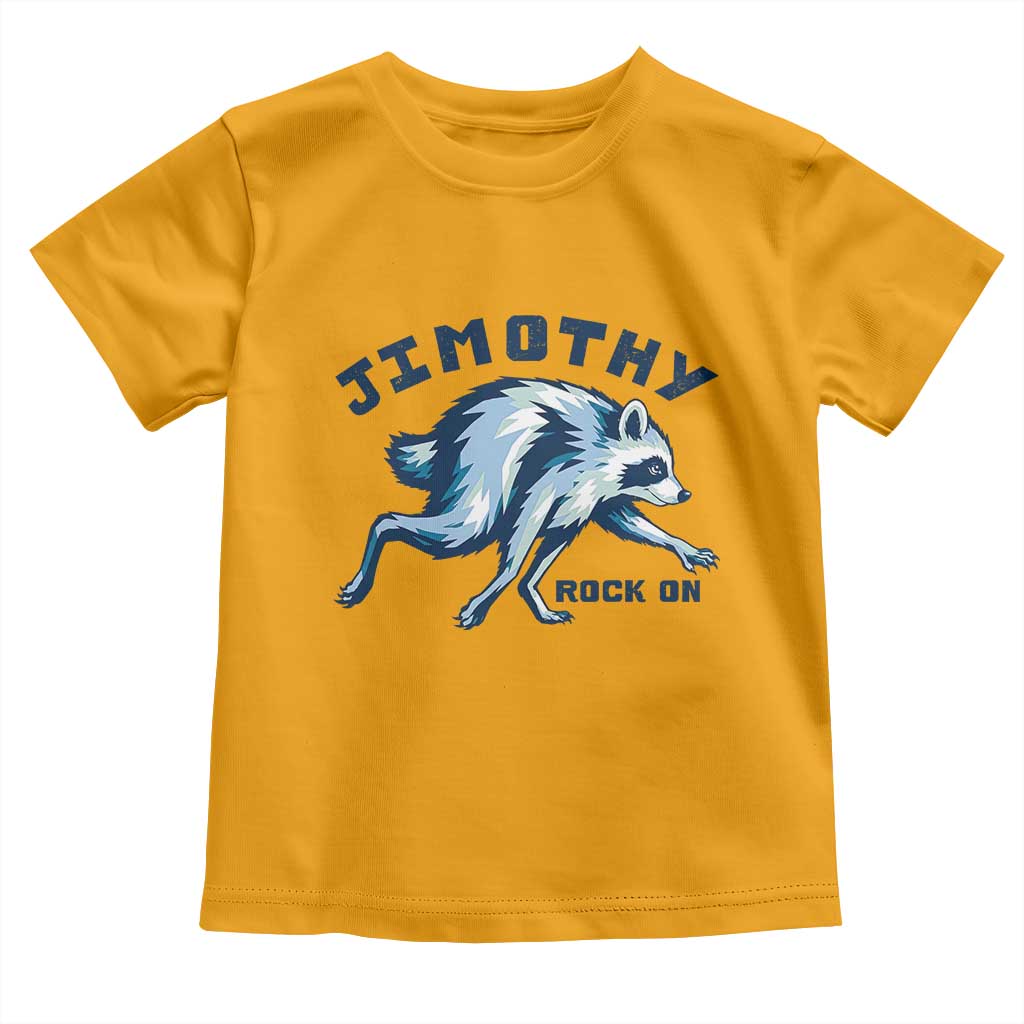 Rock On Jimothy the Raccoon Blue Graphic Toddler T Shirt Vintage Viral Seattle Trash Panda TS02 Gold Print Your Wear