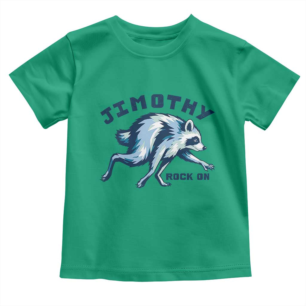 Rock On Jimothy the Raccoon Blue Graphic Toddler T Shirt Vintage Viral Seattle Trash Panda TS02 Irish Green Print Your Wear