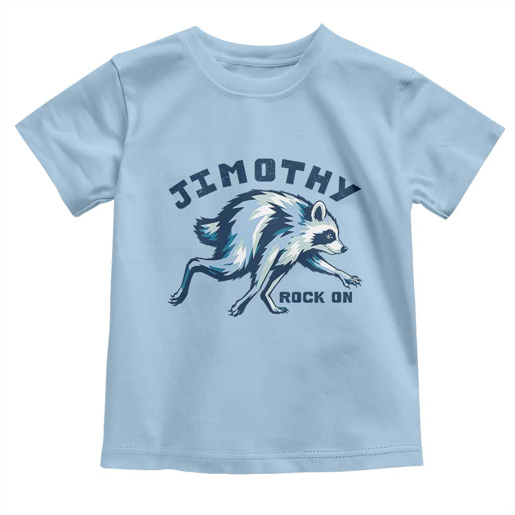 Rock On Jimothy the Raccoon Blue Graphic Toddler T Shirt Vintage Viral Seattle Trash Panda TS02 Light Blue Print Your Wear