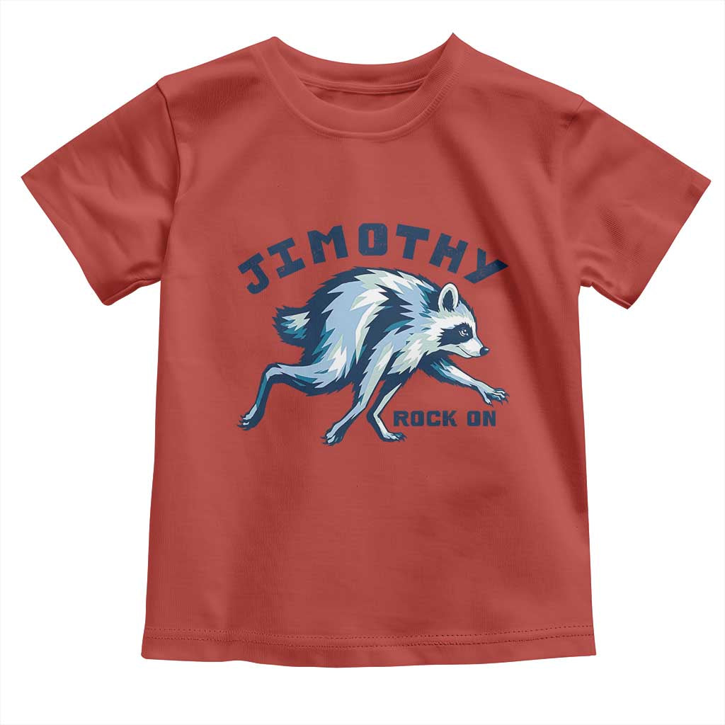 Rock On Jimothy the Raccoon Blue Graphic Toddler T Shirt Vintage Viral Seattle Trash Panda TS02 Red Print Your Wear