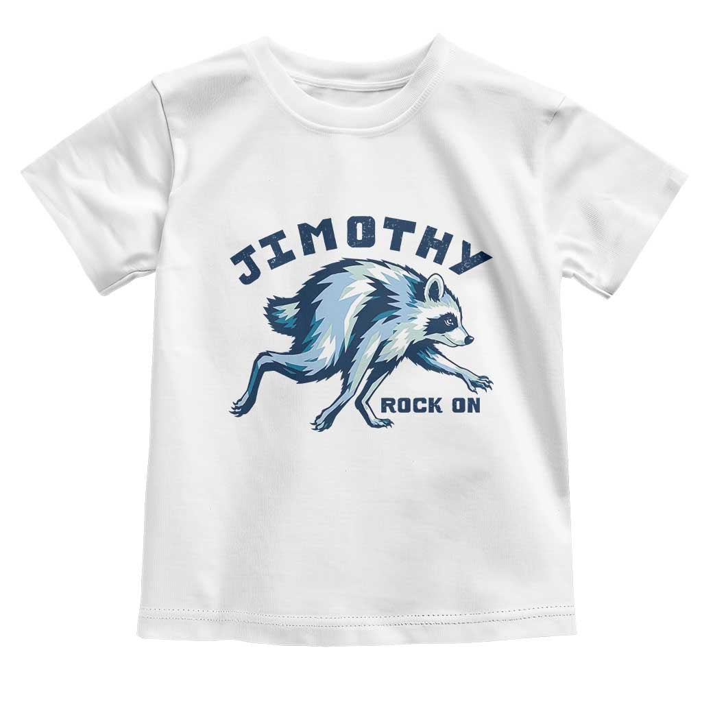 Rock On Jimothy the Raccoon Blue Graphic Toddler T Shirt Vintage Viral Seattle Trash Panda TS02 White Print Your Wear