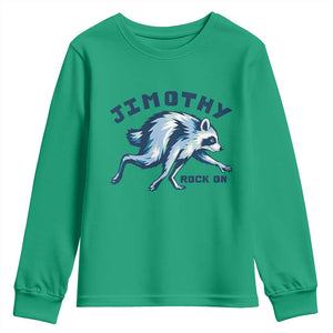 Rock On Jimothy the Raccoon Blue Graphic Youth Sweatshirt Vintage Viral Seattle Trash Panda TS02 Irish Green Print Your Wear