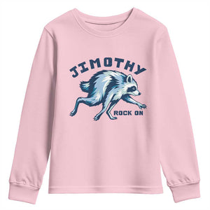 Rock On Jimothy the Raccoon Blue Graphic Youth Sweatshirt Vintage Viral Seattle Trash Panda TS02 Light Pink Print Your Wear