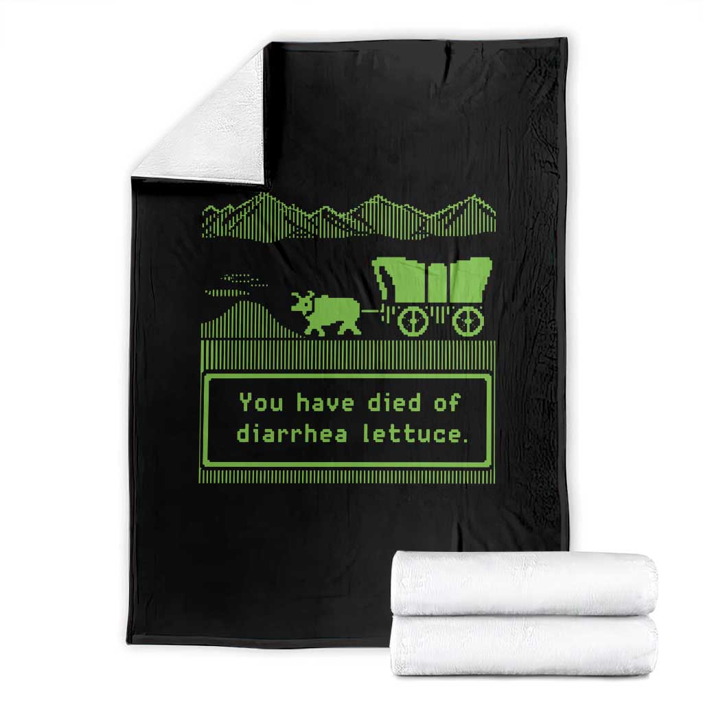 Retro 8-Bit Pixel 80s Game Over Parody Graphic Throw Blanket You Have Died Of Diarrhea Lettuce