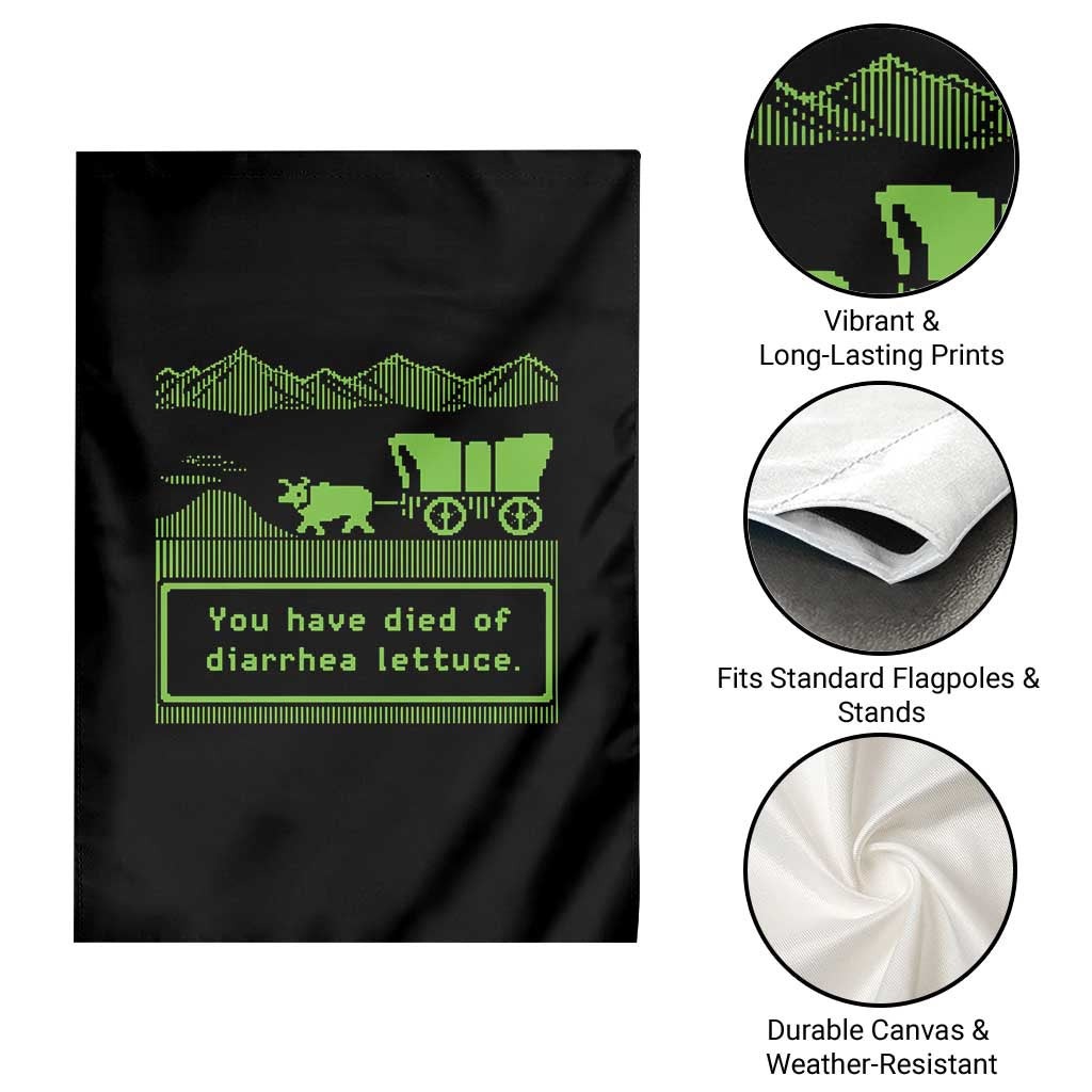 Retro 8-Bit Pixel 80s Game Over Parody Graphic Garden Flag You Have Died Of Diarrhea Lettuce