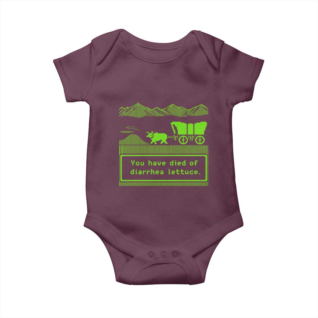 Retro 8-Bit Pixel 80s Game Over Parody Graphic Baby Onesie You Have Died Of Diarrhea Lettuce