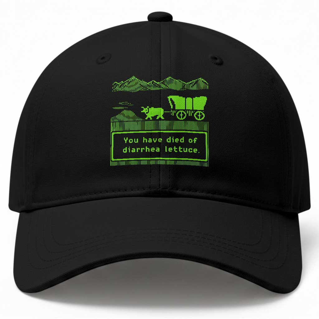 Retro 8-Bit Pixel 80s Game Over Parody Graphic Baseball Cap You Have Died Of Diarrhea Lettuce TS02 Print Your Wear