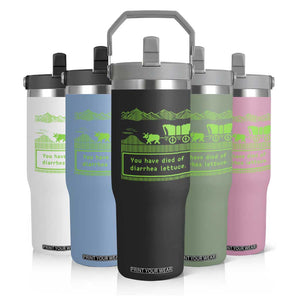 Retro 8-Bit Pixel 80s Game Over Parody Graphic Flip Straw Tumbler You Have Died Of Diarrhea Lettuce