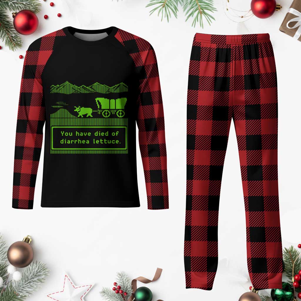 Retro 8-Bit Pixel 80s Game Over Parody Graphic Plaid Pajama Set You Have Died Of Diarrhea Lettuce TS02 Buffalo Plaid Print Your Wear