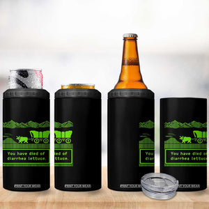 Retro 8-Bit Pixel 80s Game Over Parody Graphic 4 in 1 Can Cooler Tumbler You Have Died Of Diarrhea Lettuce