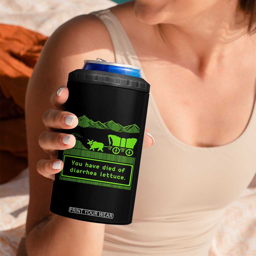 Retro 8-Bit Pixel 80s Game Over Parody Graphic 4 in 1 Can Cooler Tumbler You Have Died Of Diarrhea Lettuce