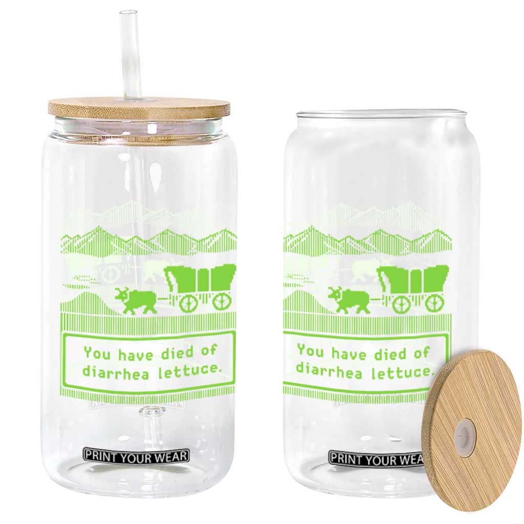 Retro 8-Bit Pixel 80s Game Over Parody Graphic Glass Can You Have Died Of Diarrhea Lettuce