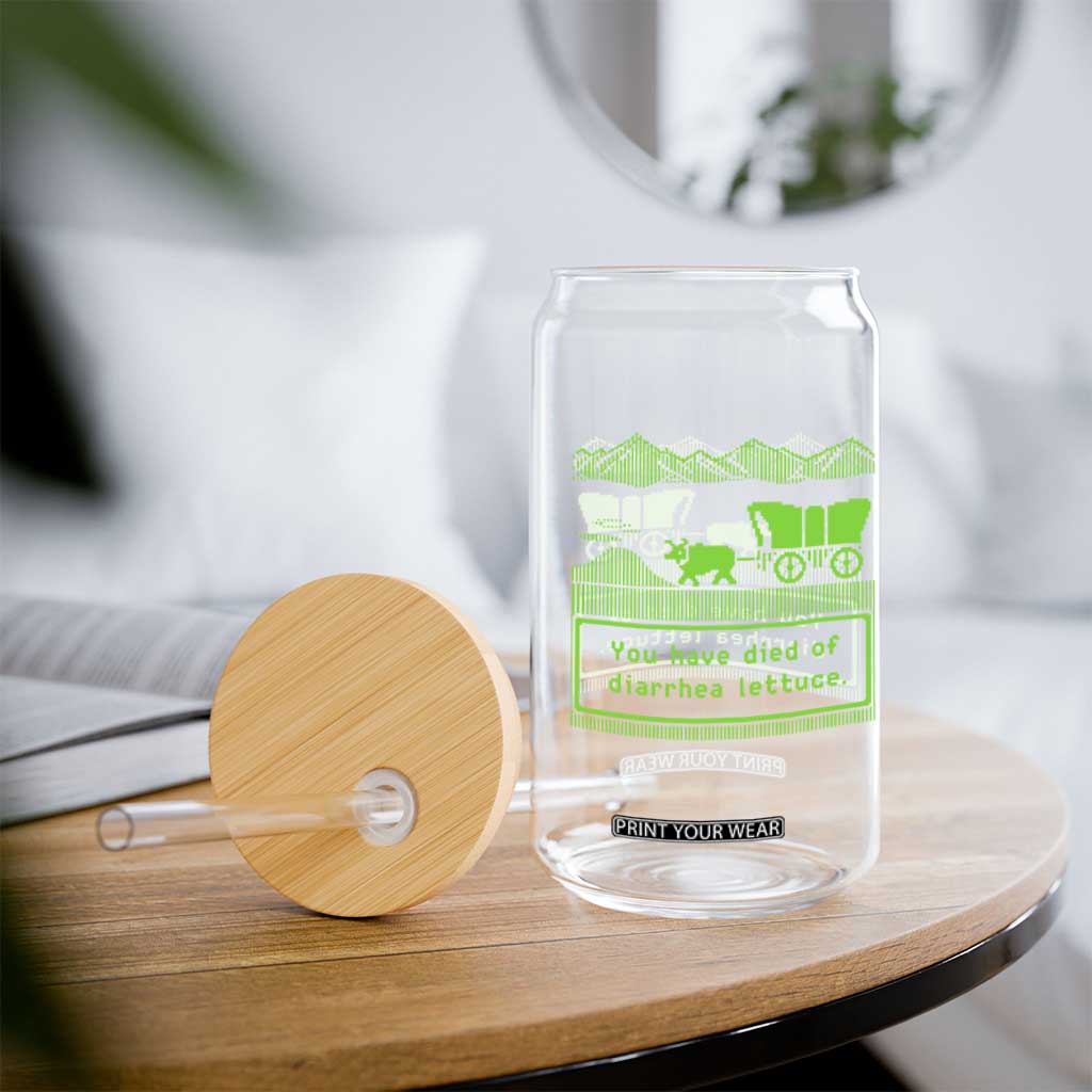 Retro 8-Bit Pixel 80s Game Over Parody Graphic Glass Can You Have Died Of Diarrhea Lettuce