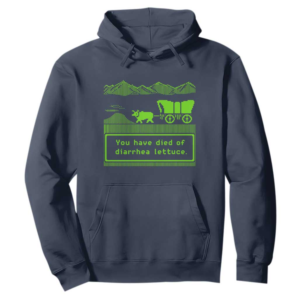 Retro 8-Bit Pixel 80s Game Over Parody Graphic Hoodie You Have Died Of Diarrhea Lettuce