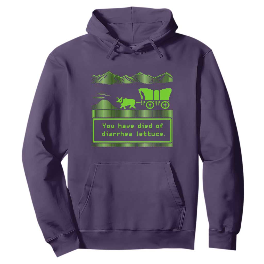 Retro 8-Bit Pixel 80s Game Over Parody Graphic Hoodie You Have Died Of Diarrhea Lettuce