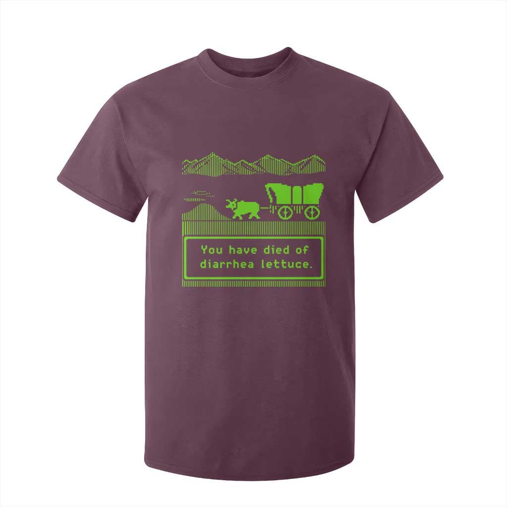 Retro 8-Bit Pixel 80s Game Over Parody Graphic T Shirt For Kid You Have Died Of Diarrhea Lettuce
