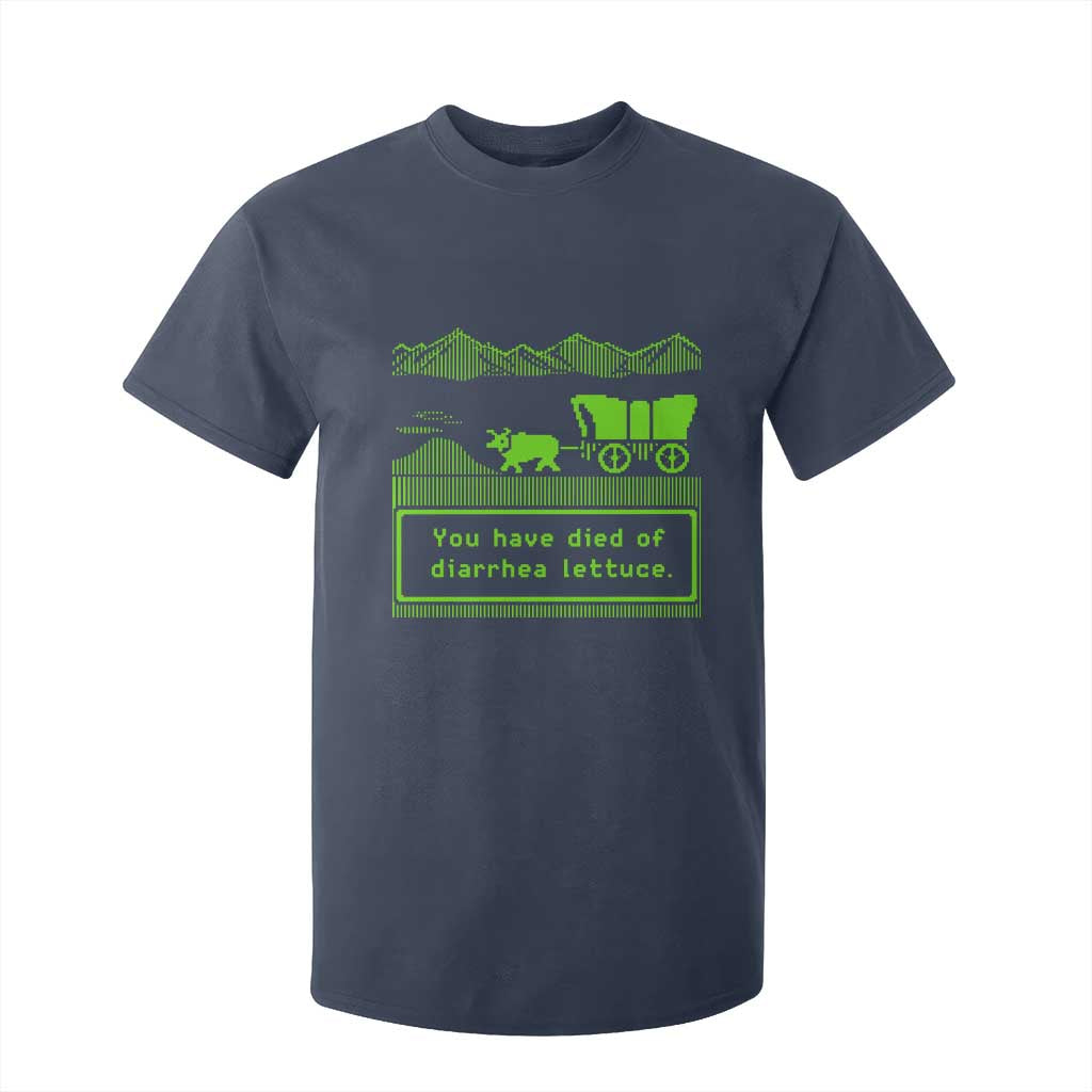 Retro 8-Bit Pixel 80s Game Over Parody Graphic T Shirt For Kid You Have Died Of Diarrhea Lettuce