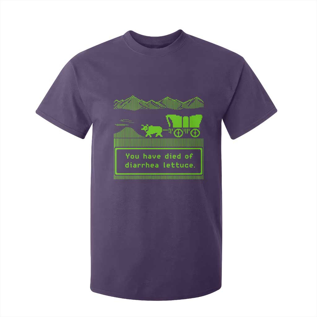 Retro 8-Bit Pixel 80s Game Over Parody Graphic T Shirt For Kid You Have Died Of Diarrhea Lettuce