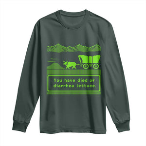 Retro 8-Bit Pixel 80s Game Over Parody Graphic Long Sleeve Shirt You Have Died Of Diarrhea Lettuce