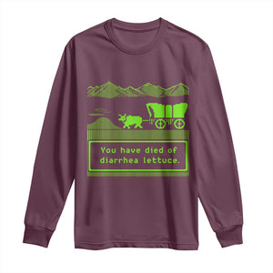 Retro 8-Bit Pixel 80s Game Over Parody Graphic Long Sleeve Shirt You Have Died Of Diarrhea Lettuce