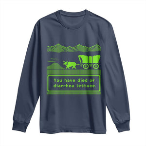 Retro 8-Bit Pixel 80s Game Over Parody Graphic Long Sleeve Shirt You Have Died Of Diarrhea Lettuce
