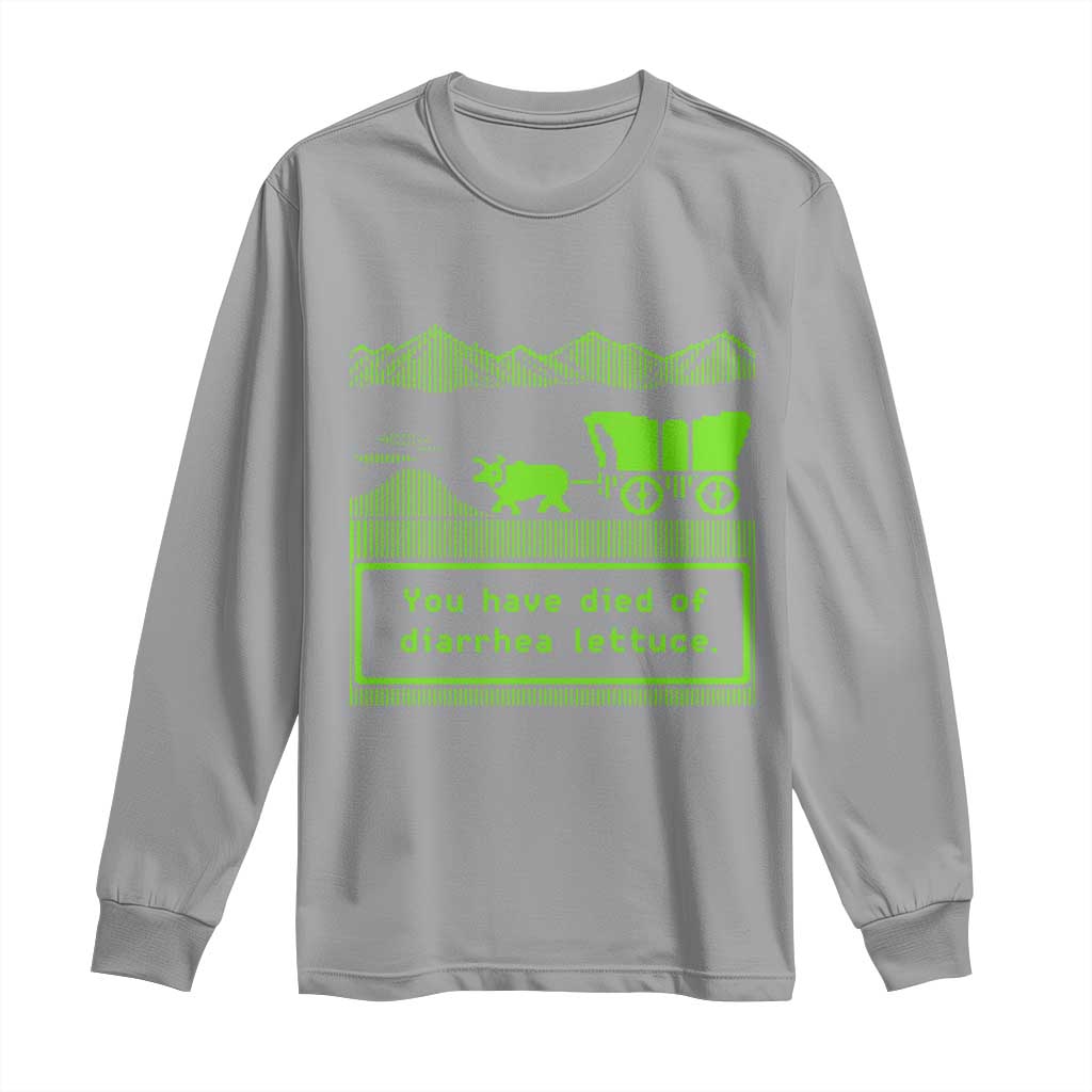 Retro 8-Bit Pixel 80s Game Over Parody Graphic Long Sleeve Shirt You Have Died Of Diarrhea Lettuce