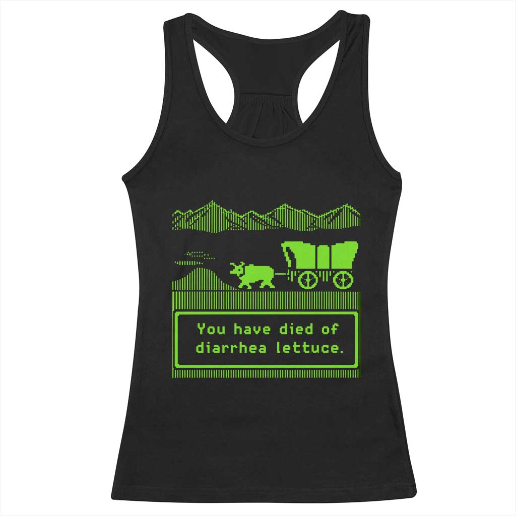 Retro 8-Bit Pixel 80s Game Over Parody Graphic Racerback Tank Top You Have Died Of Diarrhea Lettuce TS02 Black Print Your Wear