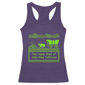Retro 8-Bit Pixel 80s Game Over Parody Graphic Racerback Tank Top You Have Died Of Diarrhea Lettuce