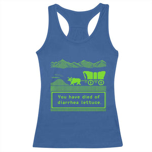 Retro 8-Bit Pixel 80s Game Over Parody Graphic Racerback Tank Top You Have Died Of Diarrhea Lettuce