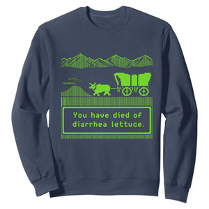 Retro 8-Bit Pixel 80s Game Over Parody Graphic Sweatshirt You Have Died Of Diarrhea Lettuce