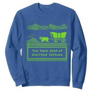 Retro 8-Bit Pixel 80s Game Over Parody Graphic Sweatshirt You Have Died Of Diarrhea Lettuce