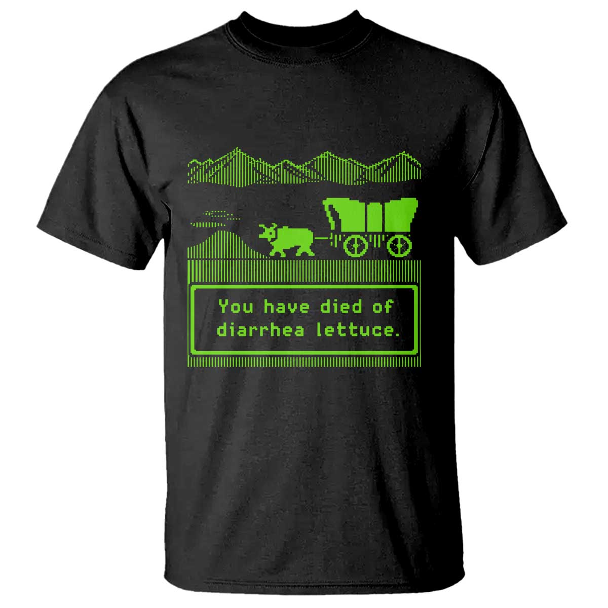 Retro 8-Bit Pixel 80s Game Over Parody Graphic T Shirt You Have Died Of Diarrhea Lettuce