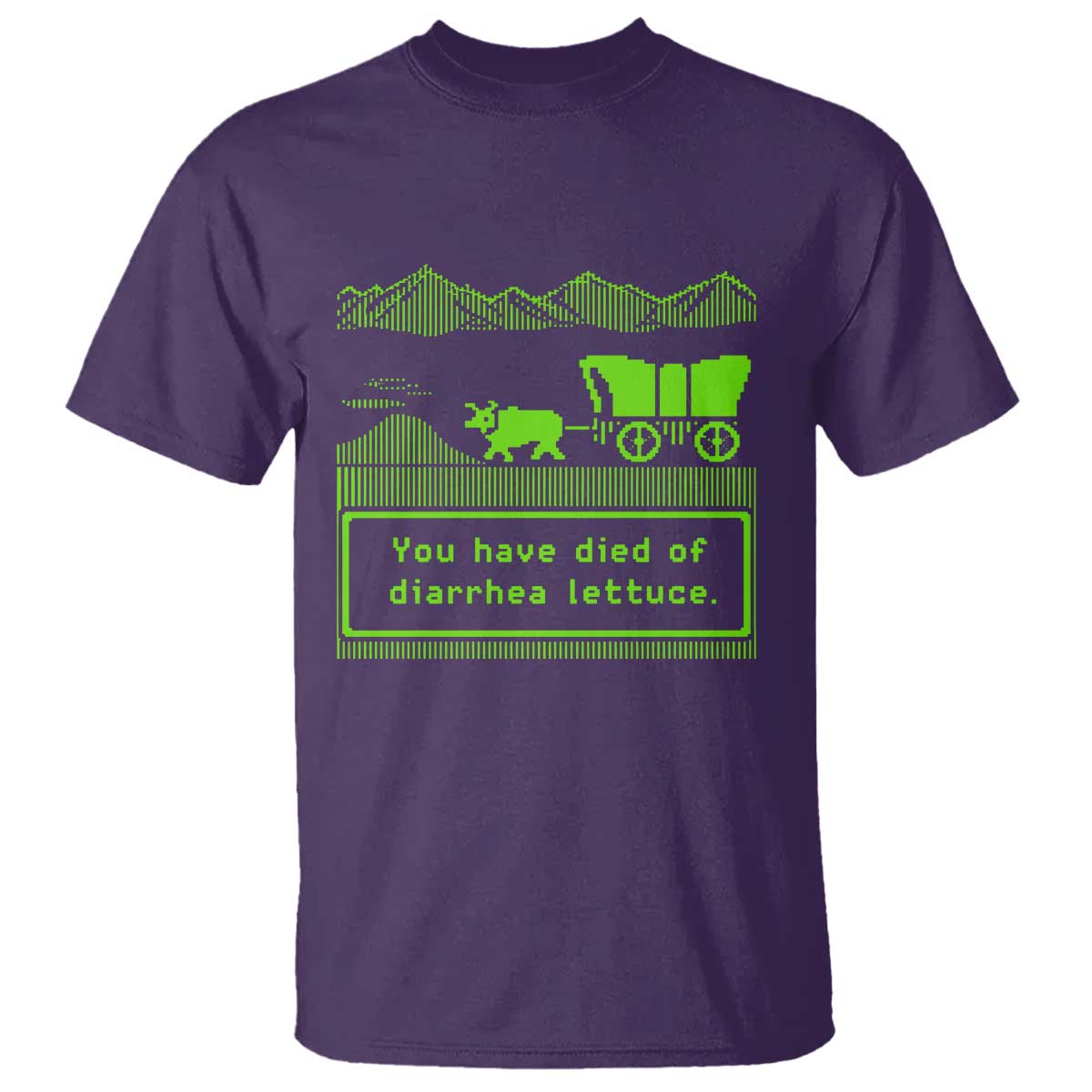 Retro 8-Bit Pixel 80s Game Over Parody Graphic T Shirt You Have Died Of Diarrhea Lettuce