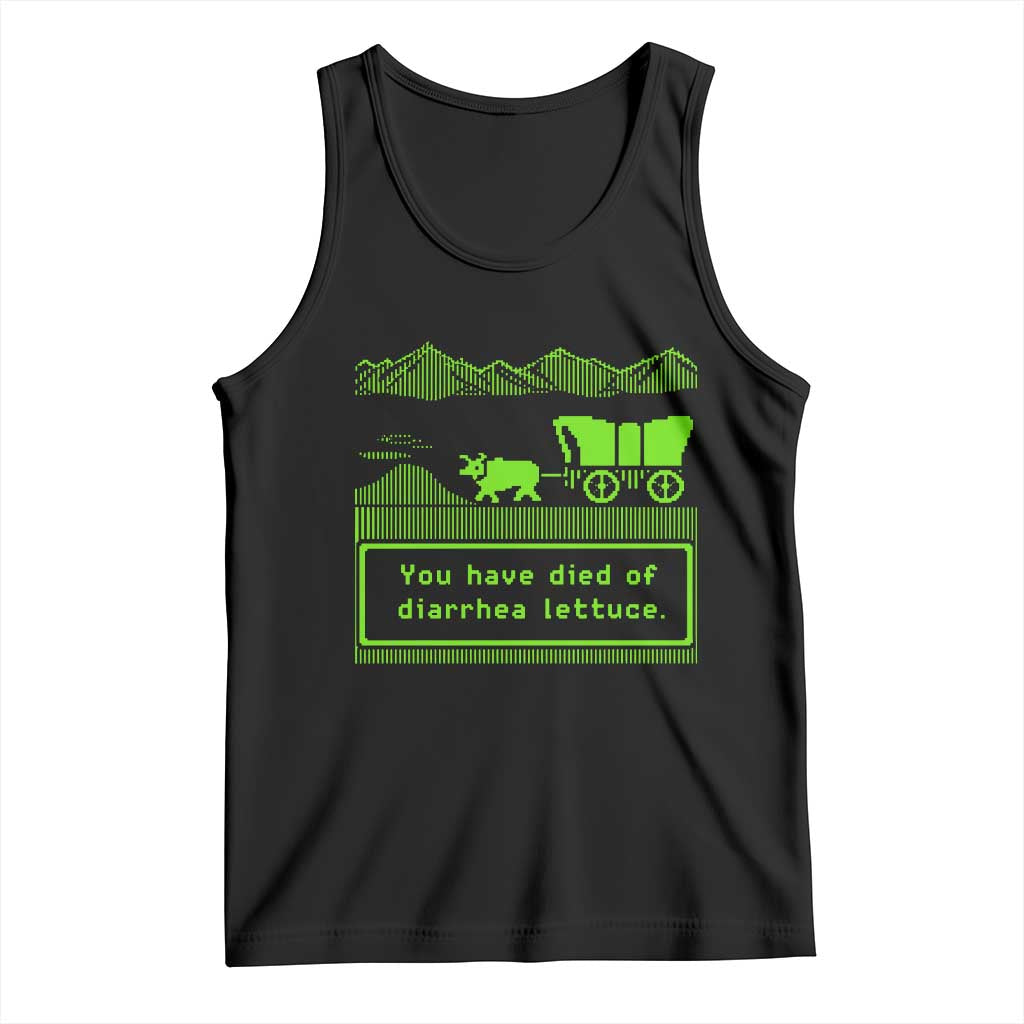 Retro 8-Bit Pixel 80s Game Over Parody Graphic Tank Top You Have Died Of Diarrhea Lettuce TS02 Black Print Your Wear
