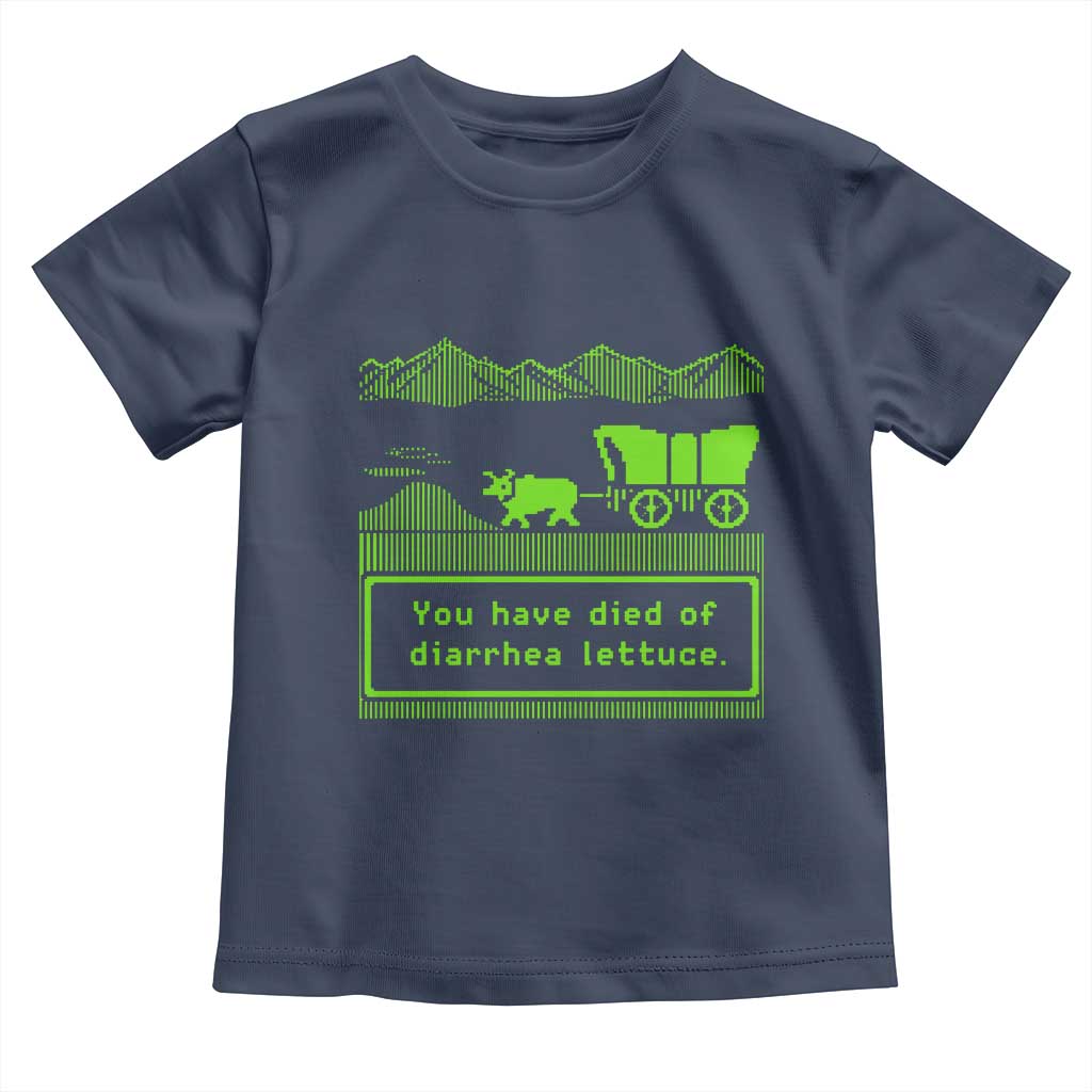 Retro 8-Bit Pixel 80s Game Over Parody Graphic Toddler T Shirt You Have Died Of Diarrhea Lettuce