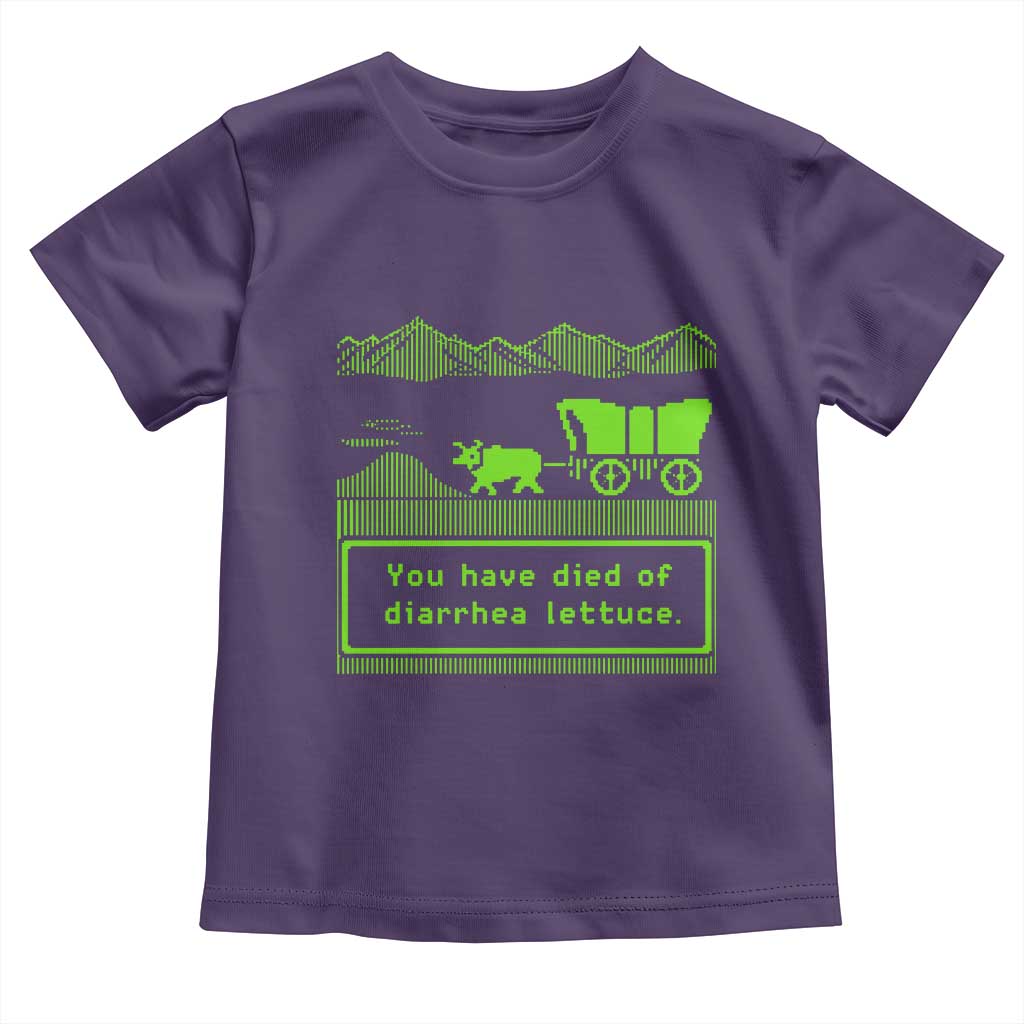 Retro 8-Bit Pixel 80s Game Over Parody Graphic Toddler T Shirt You Have Died Of Diarrhea Lettuce
