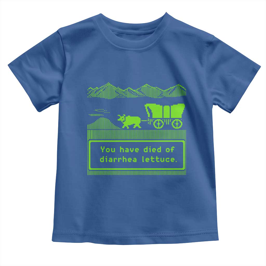 Retro 8-Bit Pixel 80s Game Over Parody Graphic Toddler T Shirt You Have Died Of Diarrhea Lettuce
