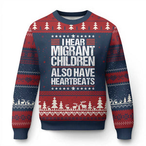 I Hear Migrant Children Also Have Heartbeats Ugly Christmas Sweater Vintage Stars Human Rights Social Justice