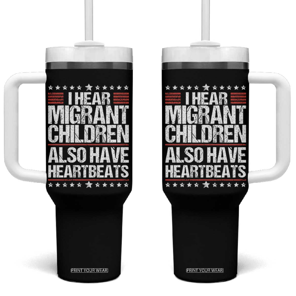 I Hear Migrant Children Also Have Heartbeats Tumbler With Handle Vintage Stars Human Rights Social Justice