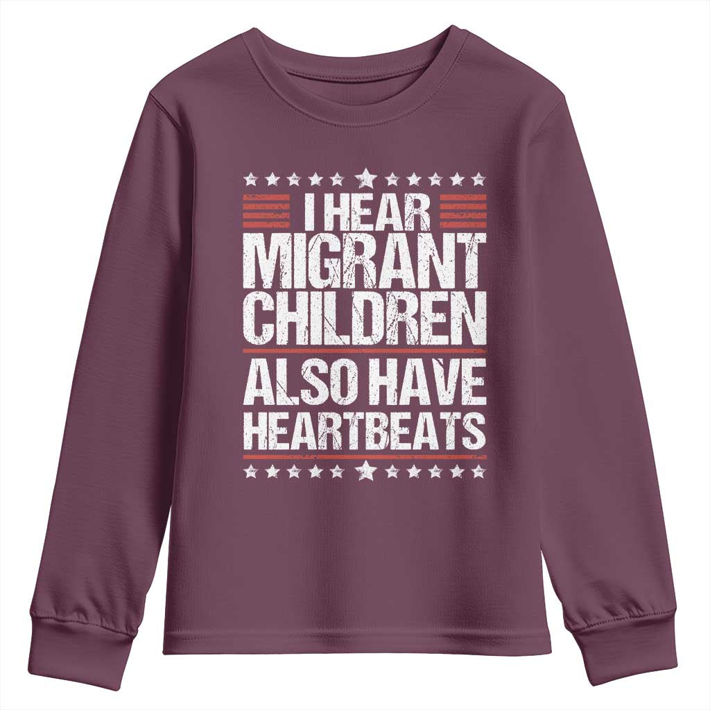 I Hear Migrant Children Also Have Heartbeats Youth Sweatshirt Vintage Stars Human Rights Social Justice