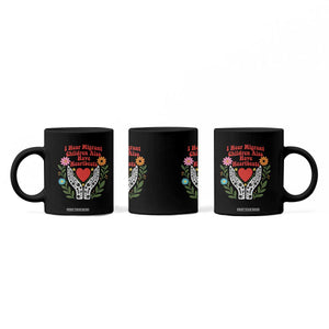 I Hear Migrant Children Also Have Heartbeats Coffee Mug Groovy Retro Floral Hands Heart Social Justice