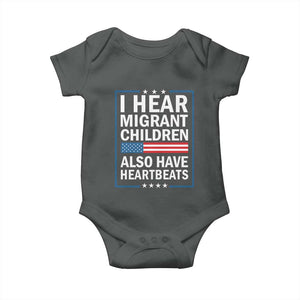 I Hear Migrant Children Also Have Heartbeats Baby Onesie Patriotic American Flag Human Rights