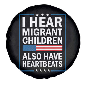 I Hear Migrant Children Also Have Heartbeats Spare Tire Cover Patriotic American Flag Human Rights