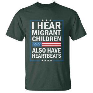 I Hear Migrant Children Also Have Heartbeats T Shirt Patriotic American Flag Human Rights