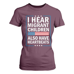 I Hear Migrant Children Also Have Heartbeats T Shirt For Women Patriotic American Flag Human Rights