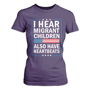 I Hear Migrant Children Also Have Heartbeats T Shirt For Women Patriotic American Flag Human Rights
