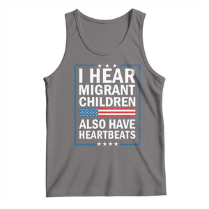 I Hear Migrant Children Also Have Heartbeats Tank Top Patriotic American Flag Human Rights
