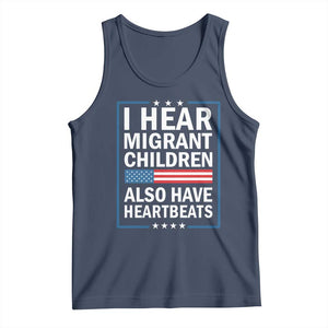 I Hear Migrant Children Also Have Heartbeats Tank Top Patriotic American Flag Human Rights