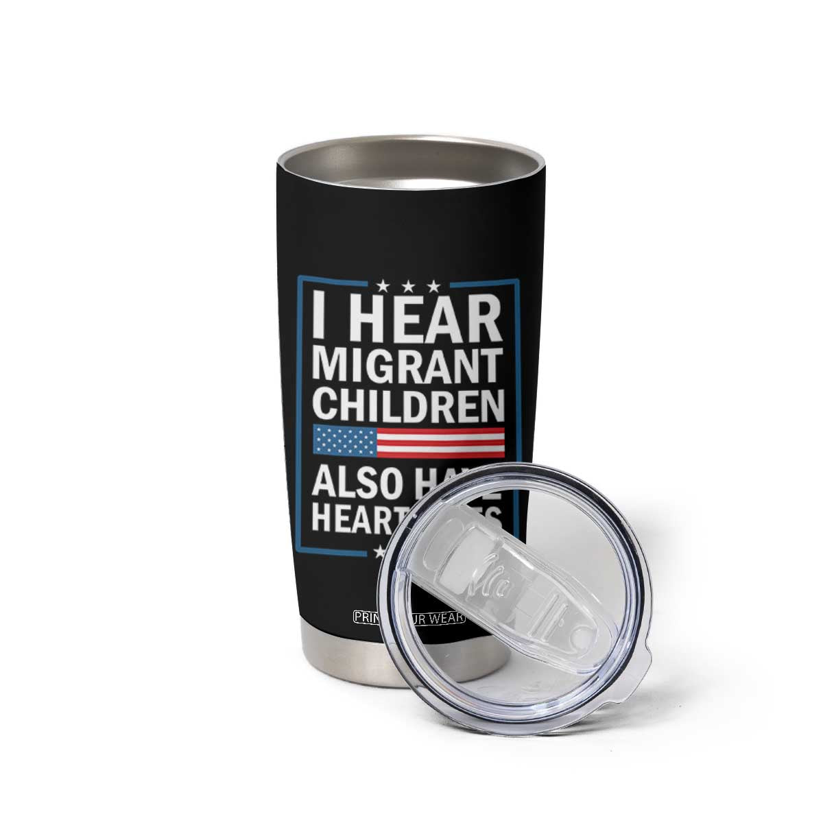 I Hear Migrant Children Also Have Heartbeats Tumbler Cup Patriotic American Flag Human Rights