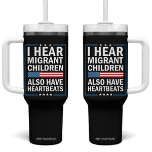 I Hear Migrant Children Also Have Heartbeats Tumbler With Handle Patriotic American Flag Human Rights